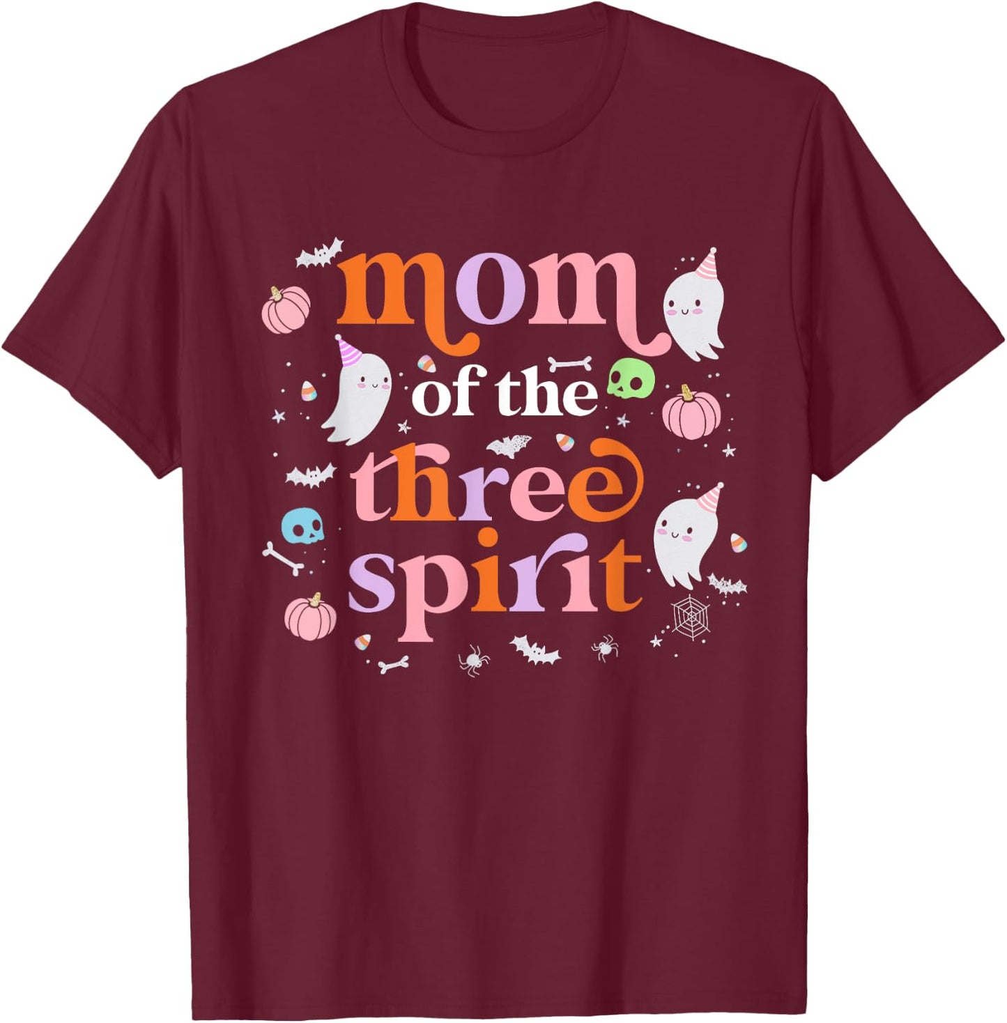 Mom of The Three Spirit Halloween 3rd Birthday Boy Ghost T-Shirt - T-Shirt | Maroon