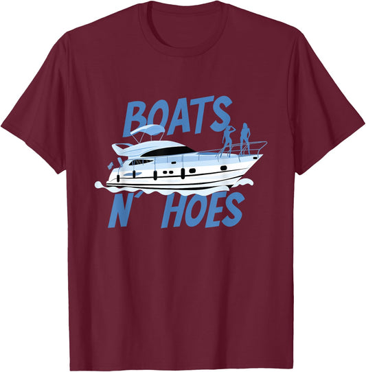 Boats N' Hoes | Yacht Boating | Cruise Ocean T-Shirt - T-Shirt | Maroon