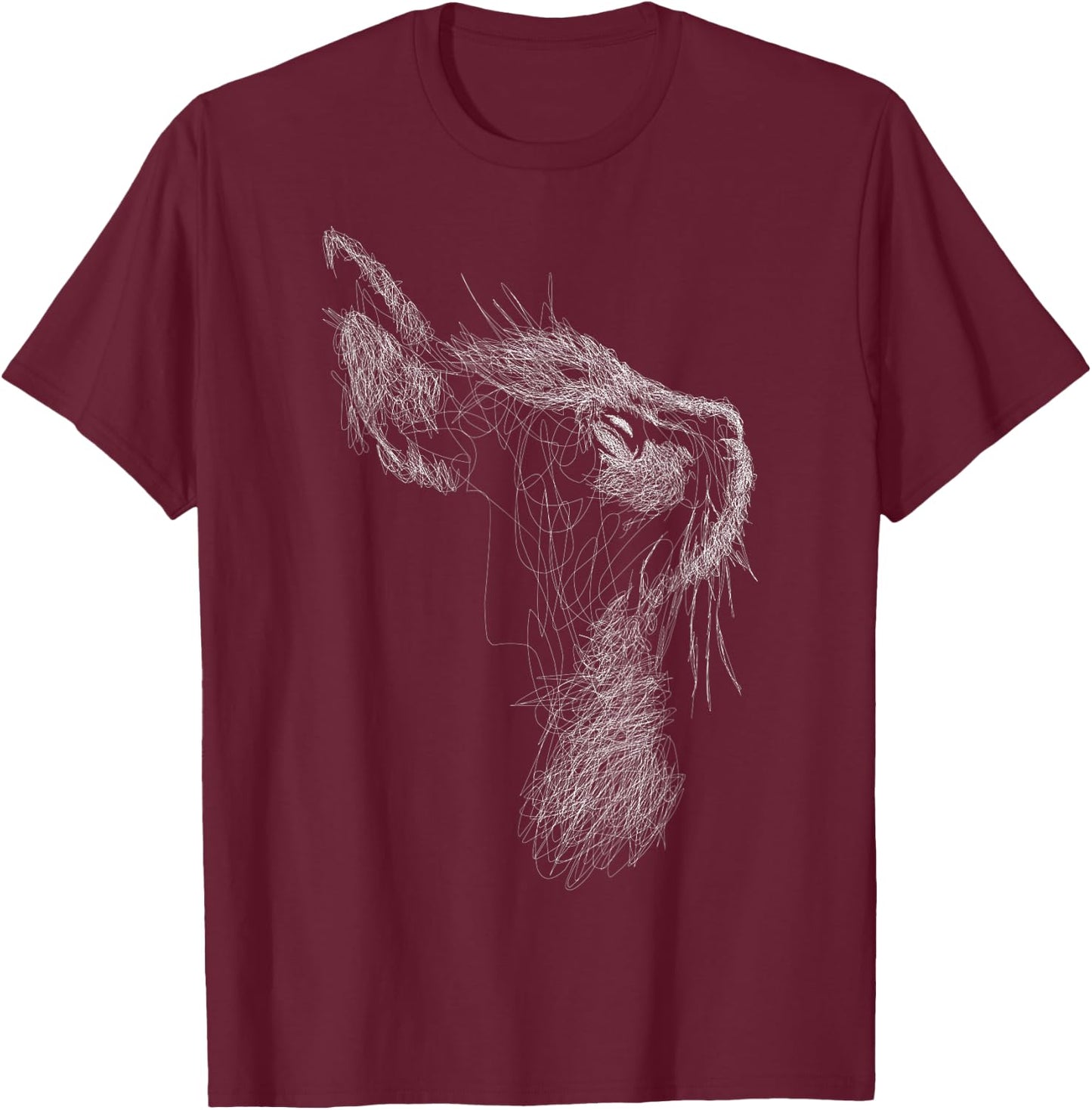 Cute Cat scribble art sketch for kitten lover Kitty cats Women Girls Kids T-Shirt - T-Shirt | Maroon