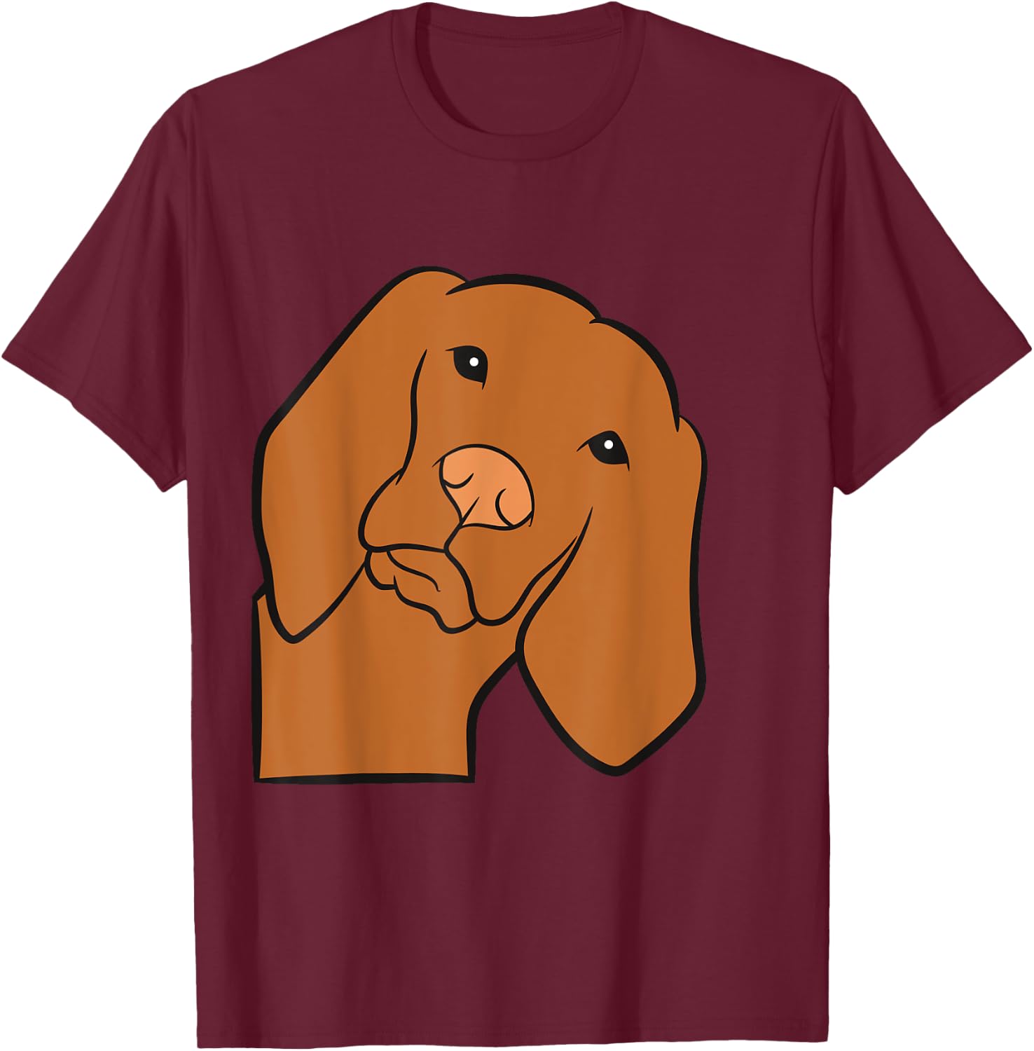 Cute Vizsla Dog Peeking From Side Hungarian Vizsla T-Shirt - T-Shirt | Maroon