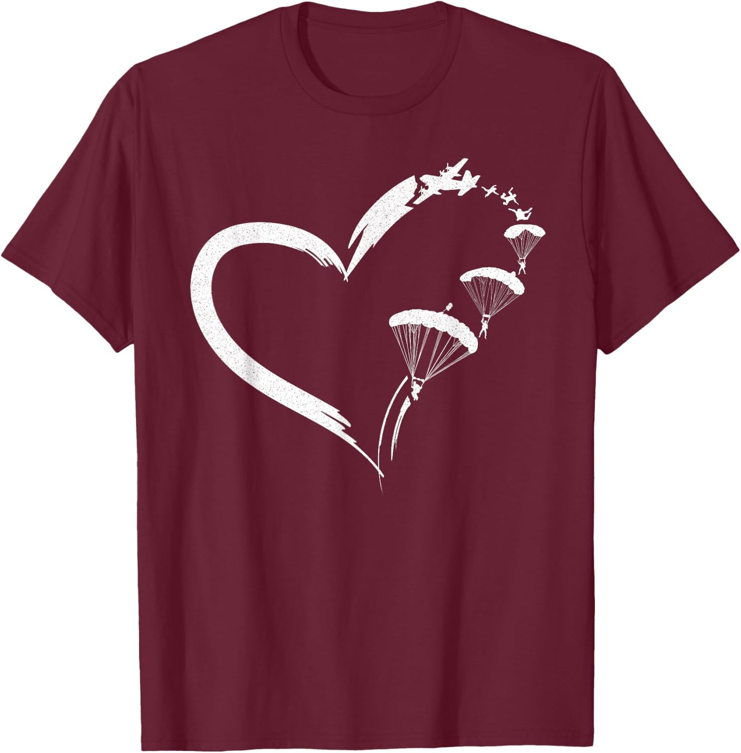 Parachute Parachute Paraglide Heart T-Shirt - T-Shirt | Maroon