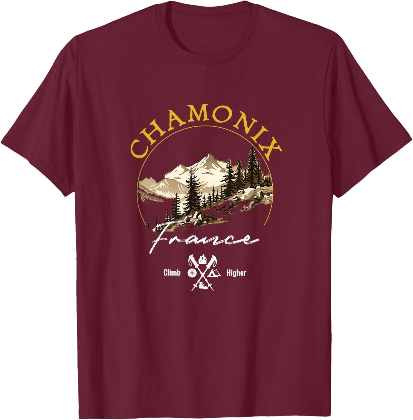 Chamonix Retro Vintage Apparel - Chamonix Souvenir T-Shirt - T-Shirt | Maroon