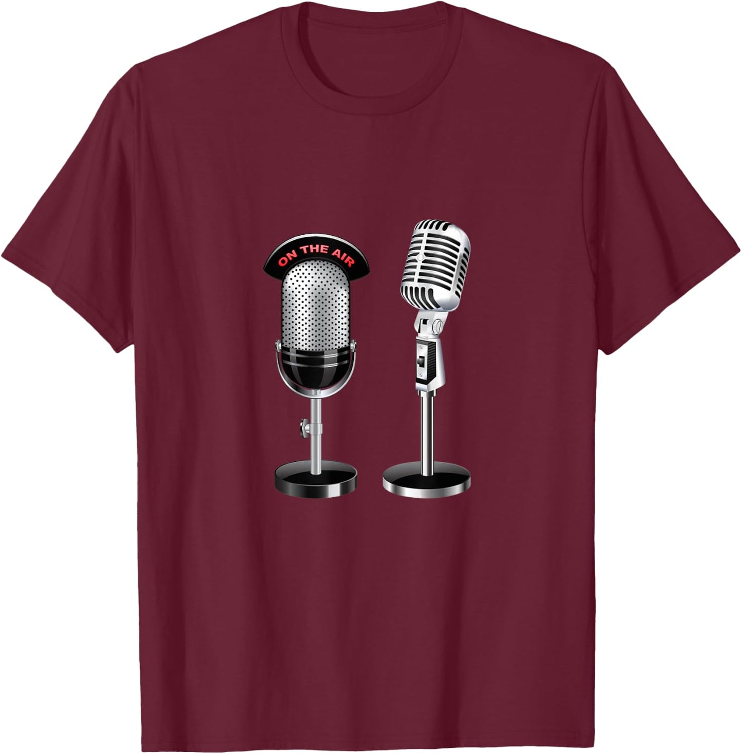 Retro Vintage Music Singer Old School Microphone T-Shirt - T-Shirt | Maroon