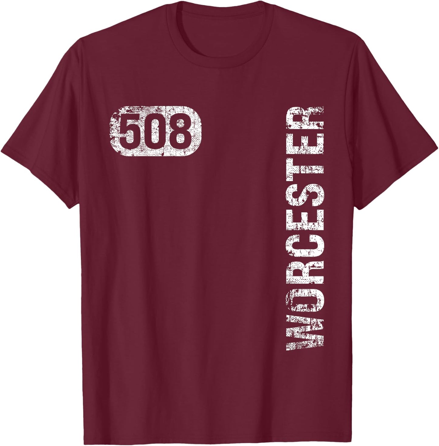 Worcester Massachusetts 508 Area Code Vintage Retro T-Shirt - T-Shirt | Maroon