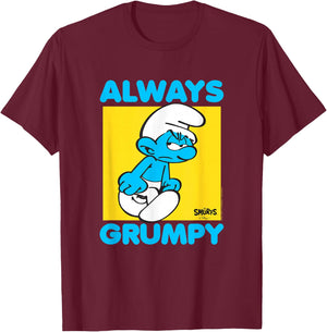The Smurfs Always Grumpy Retro Cartoon T-Shirt - T-Shirt | Maroon