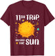 11th Birthday 11th Trip Around The Sun Space Theme T-Shirt - T-Shirt | Maroon