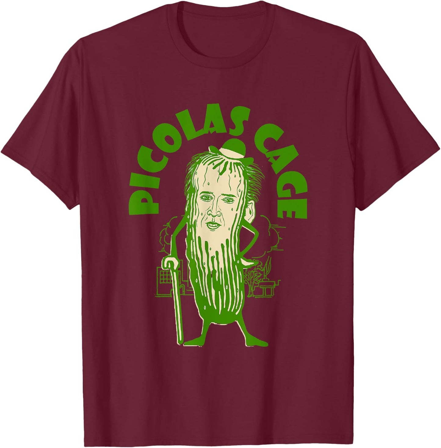 Picolas Cage Funny celebs Meme Cucumber Pickle Cute T-Shirt - T-Shirt | Maroon