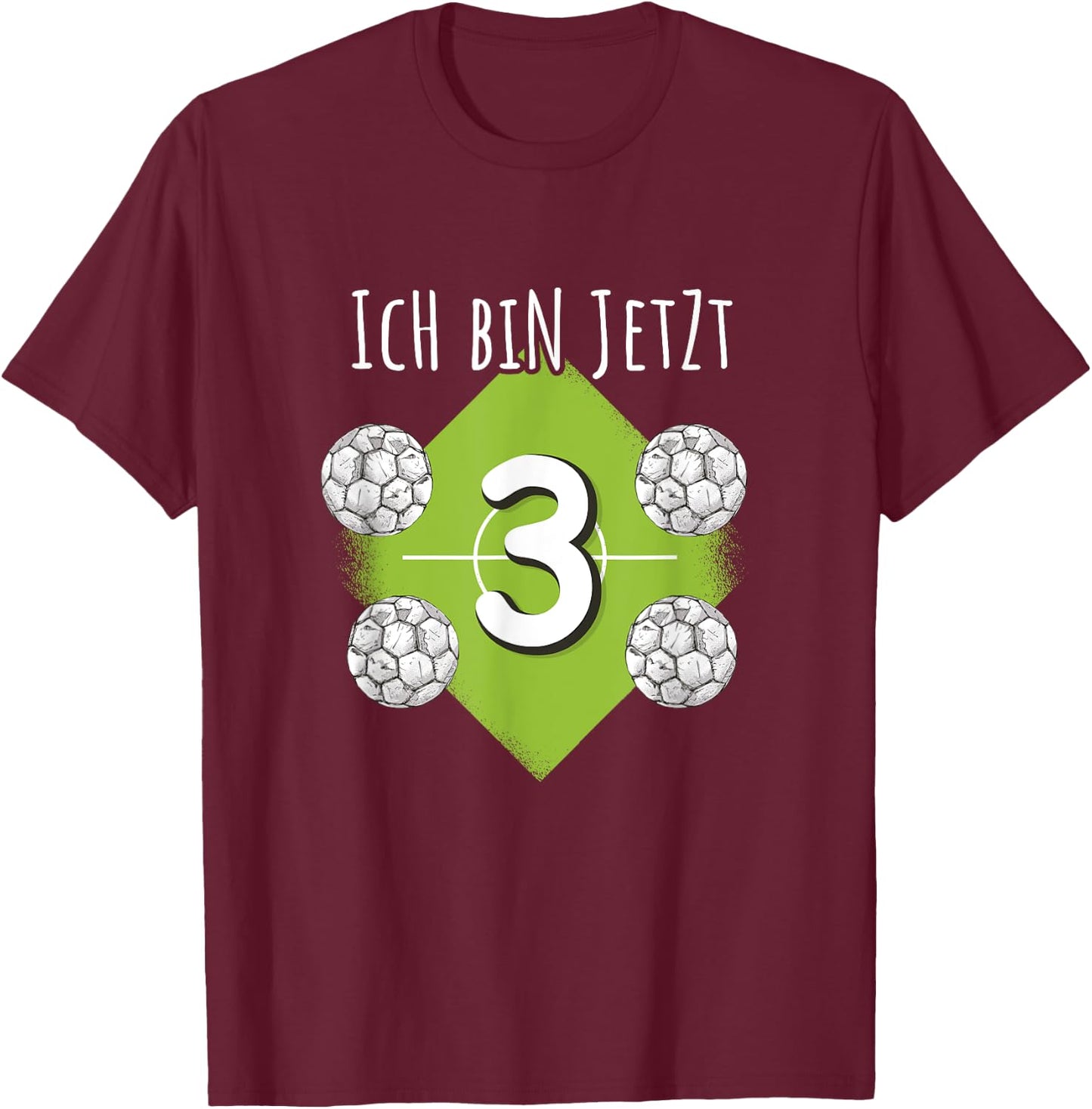 Ich bin 3 Junge Fussball 3rd Children's Birthday Football T-Shirt - T-Shirt | Maroon