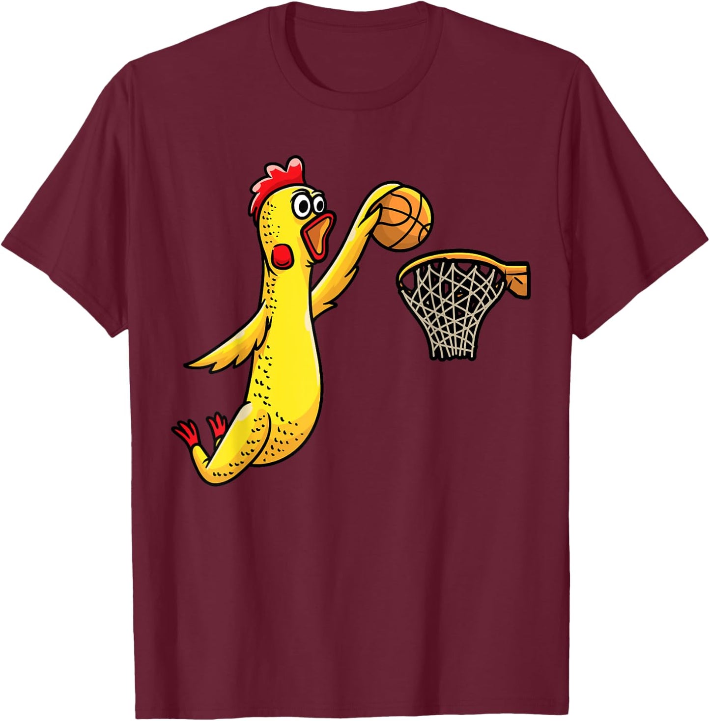 Funny Rubber Chicken Playing Basketball Player Sports T-Shirt - T-Shirt | Maroon