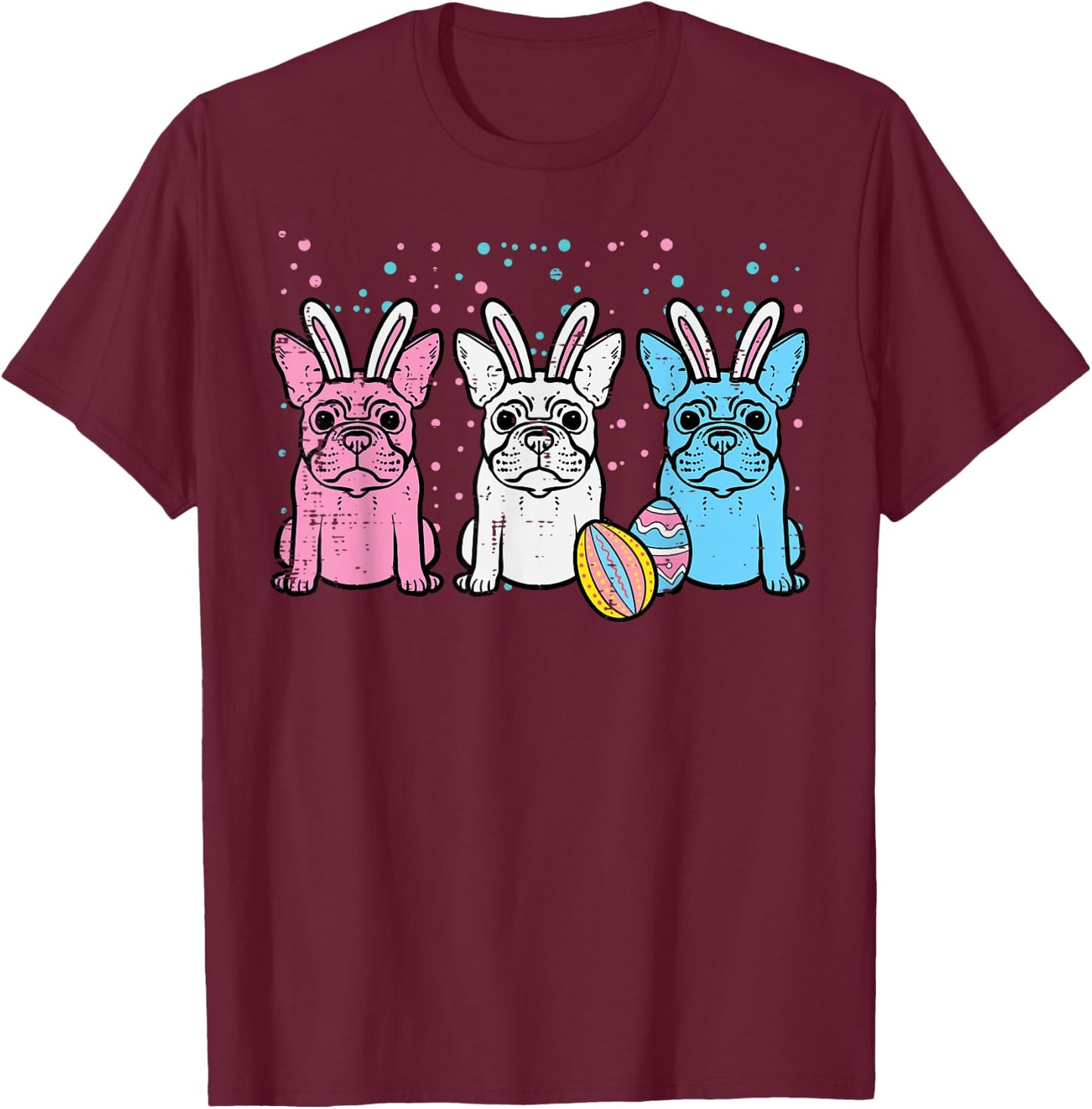 Easter Bunny French Bulldogs Frenchie Dogs Men Women Kids T-Shirt - T-Shirt | Maroon