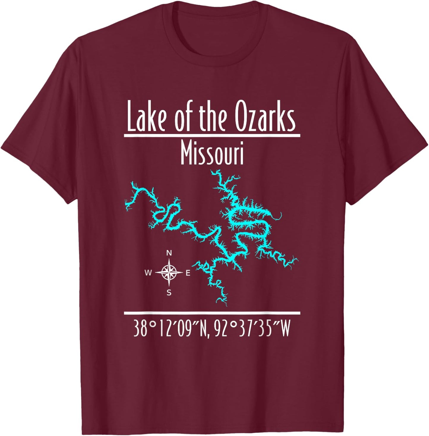 Modern Lake of the Ozarks, Missouri T-Shirt - T-Shirt | Maroon