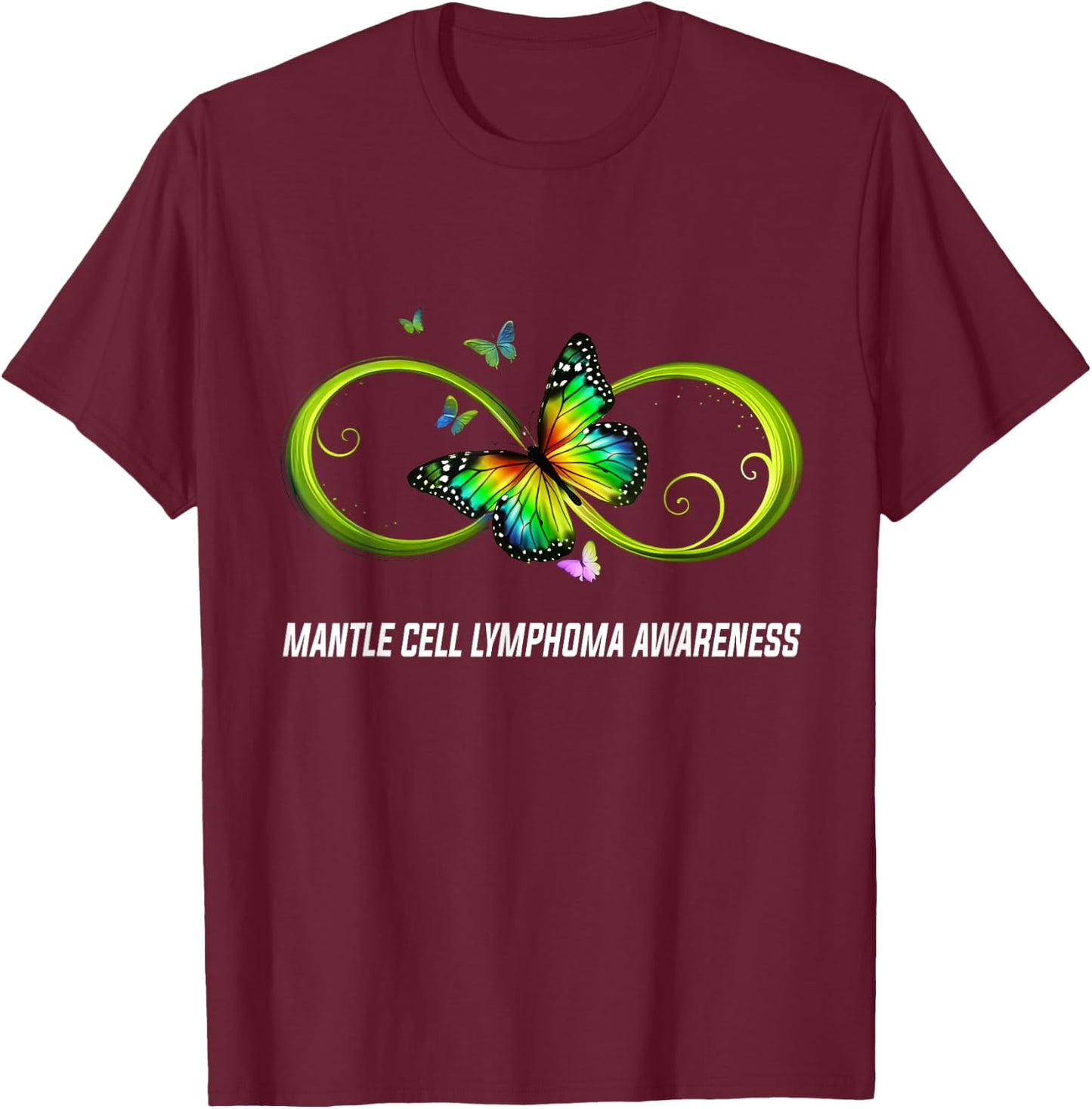 Infinity Butterfly Mantle Cell Lymphoma Awareness T-Shirt - T-Shirt | Maroon