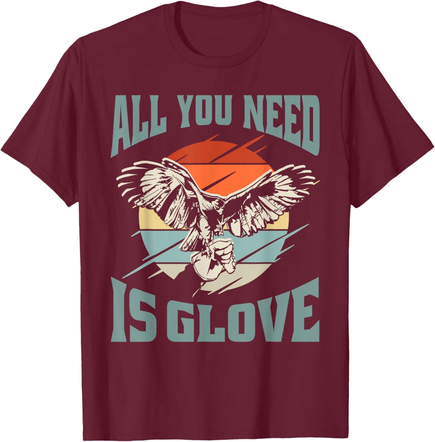 Falconry Hawk Glove Falcon T-Shirt - T-Shirt | Maroon