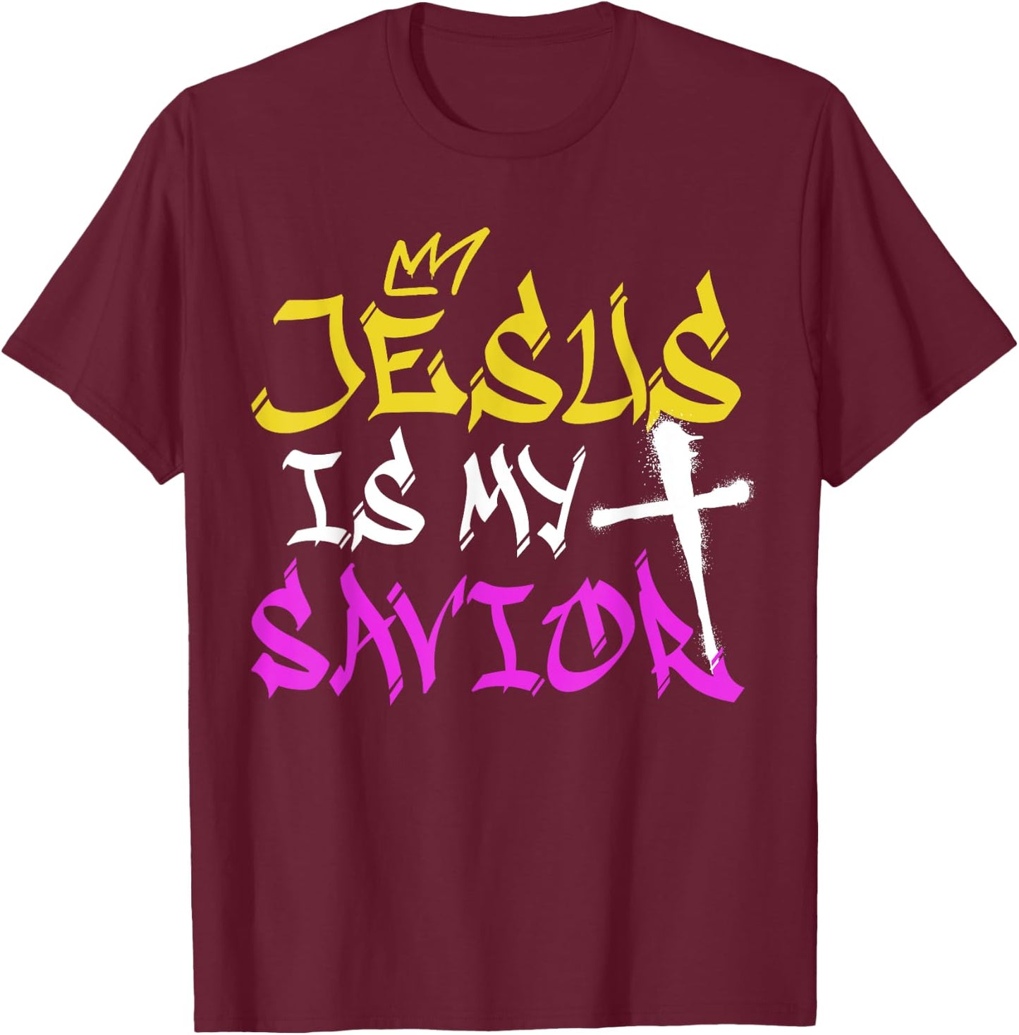 Jesus Is My Savior Graffiti Spray Street Art Drawing Artist T-Shirt - T-Shirt | Maroon