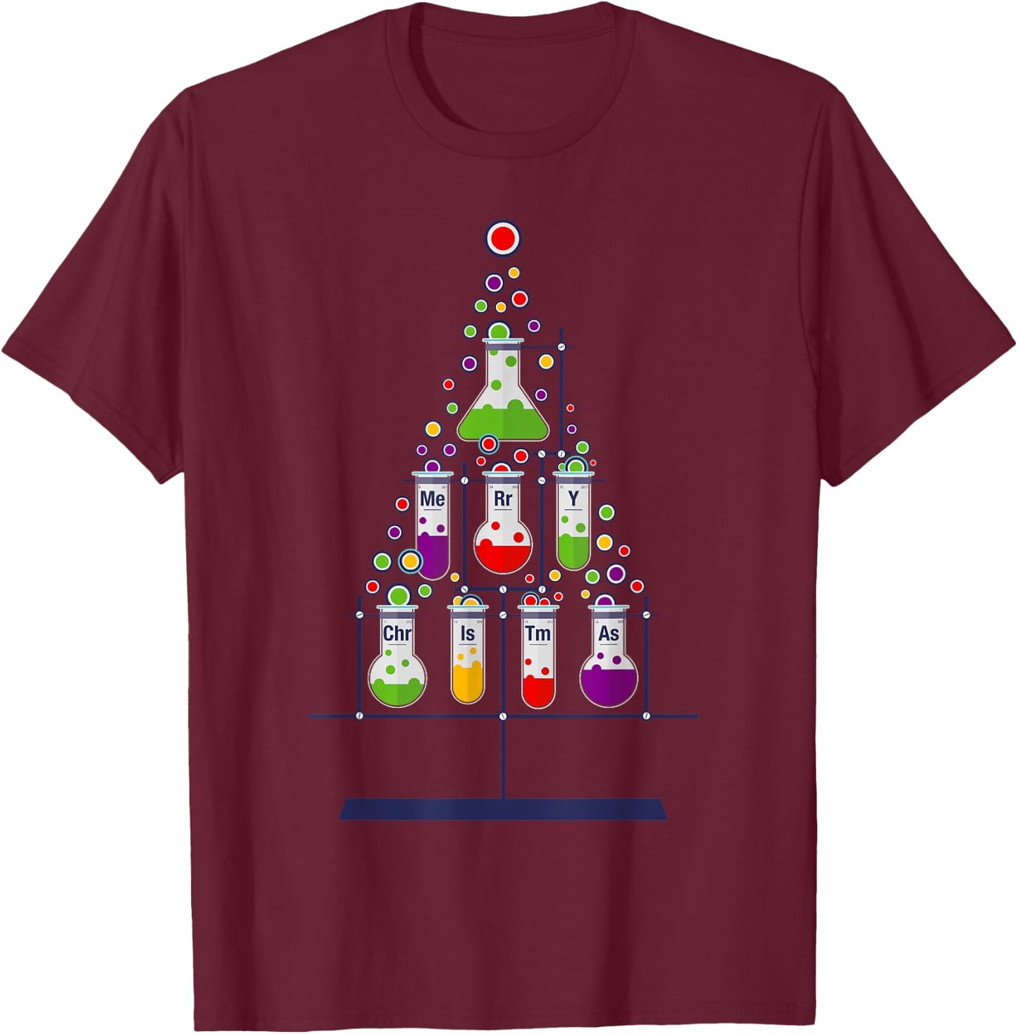 Funny Science Teacher Student Christmas Chemistry Xmas Humor T-Shirt - T-Shirt | Maroon