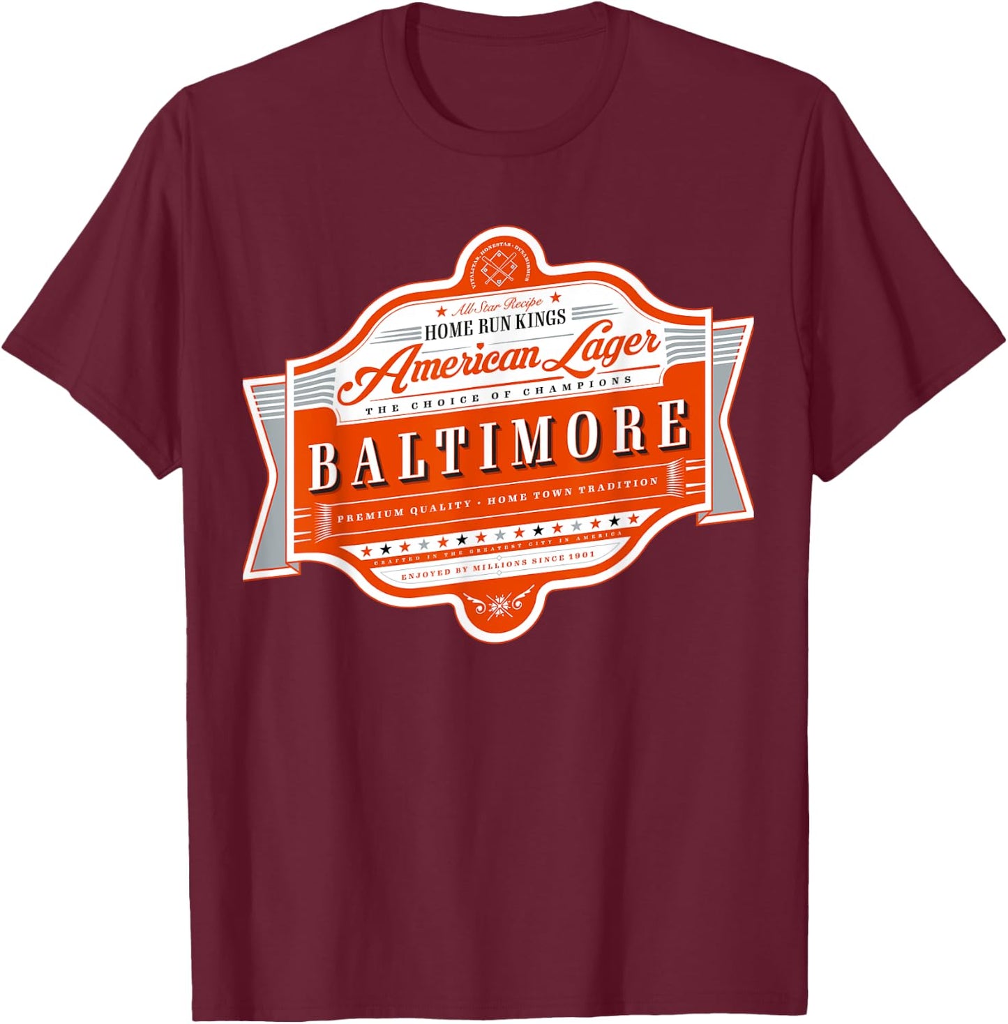 Classic Baltimore Beer Label - Charm City Pride T-Shirt - T-Shirt | Maroon