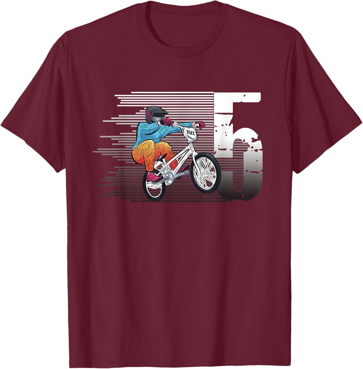 5 Year Old BMX Birthday Gift Party Boys Dirt Biking 5th Boy T-Shirt - T-Shirt | Maroon