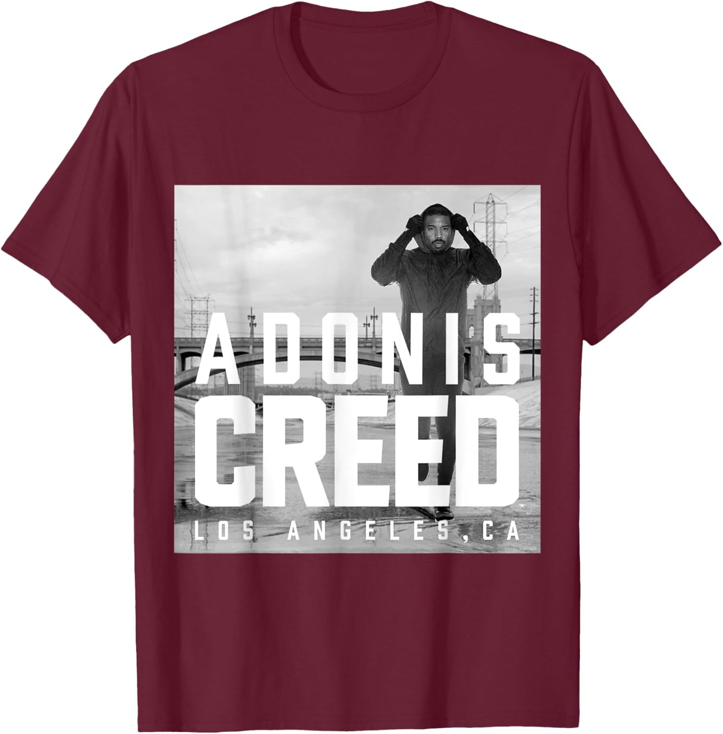 Adonis Creed LA black and white photography T-Shirt - T-Shirt | Maroon