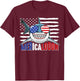 Merica Shark Funny 4th of July Megalodon American Flag T-Shirt - T-Shirt | Maroon