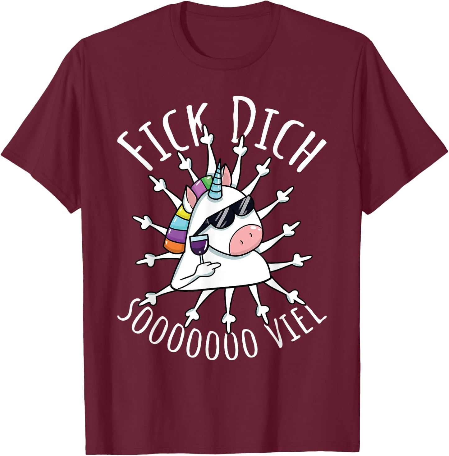 Fick Dich So Much | Evil Misanthrop Unicorn | Sarcasm T-Shirt - T-Shirt | Maroon