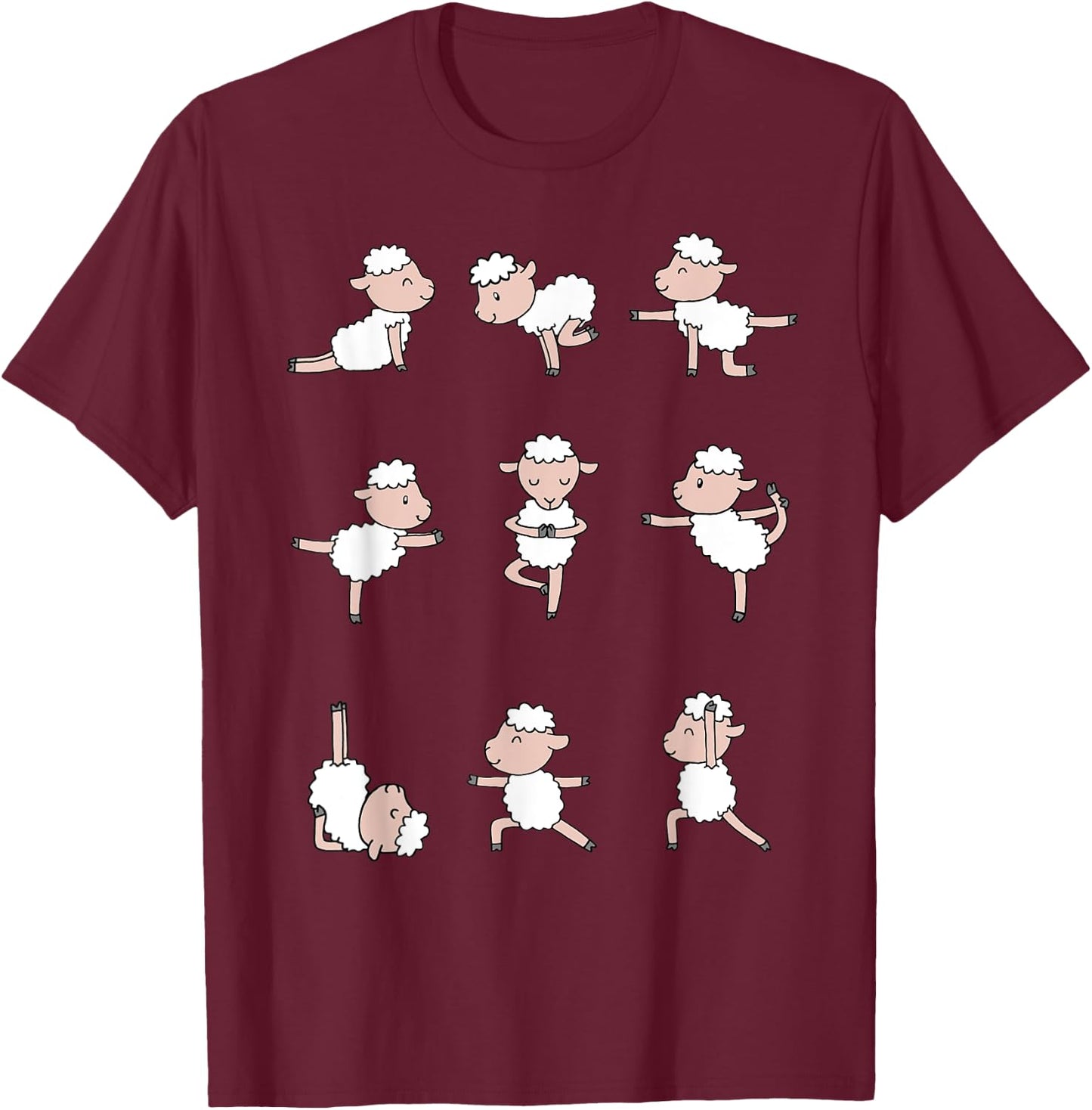 Sheep Yoga T-Shirt - T-Shirt | Maroon