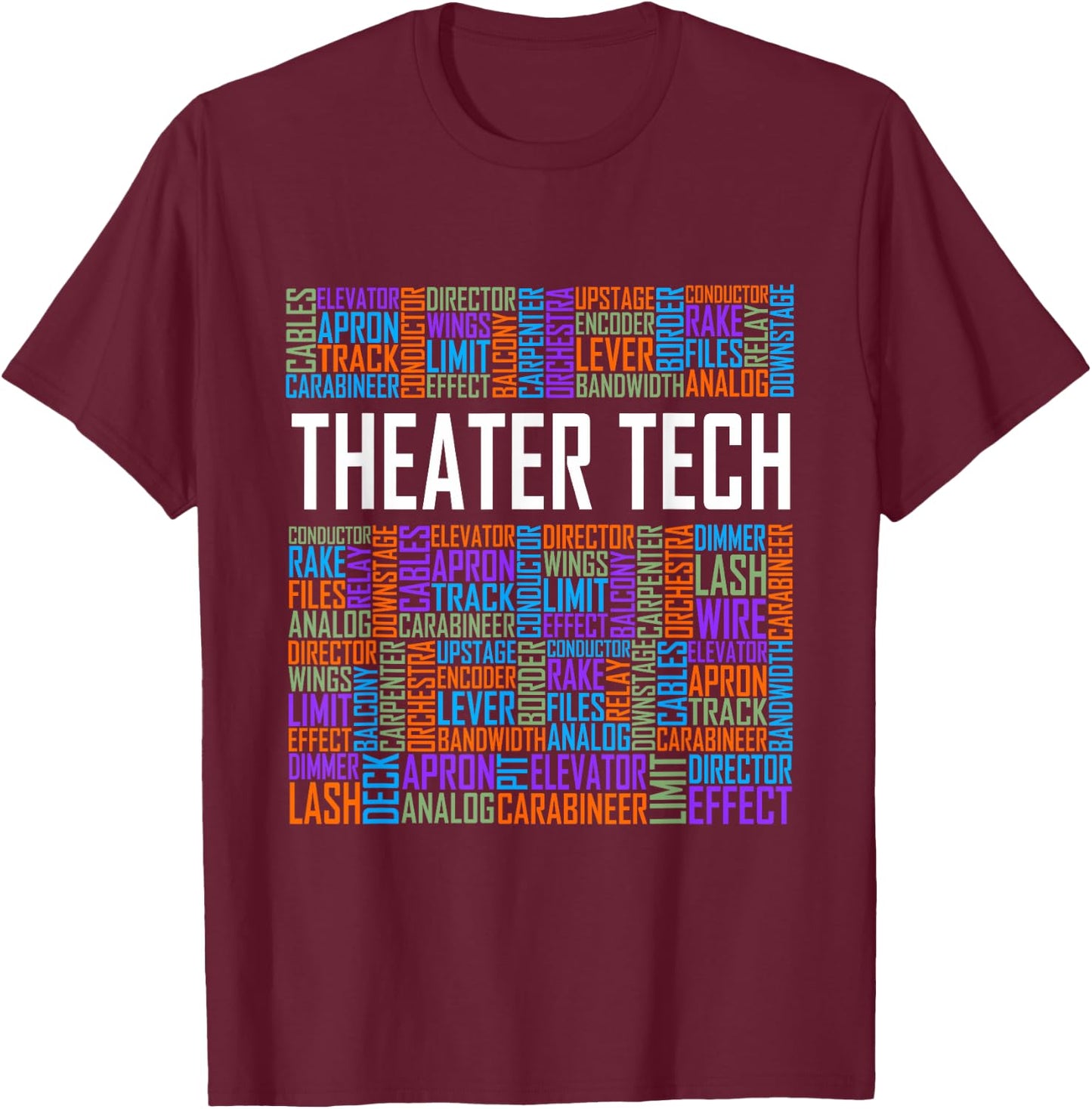 Theater Tech Heart Theatre Technician Crew Designs Black Small T-Shirt - T-Shirt | Maroon