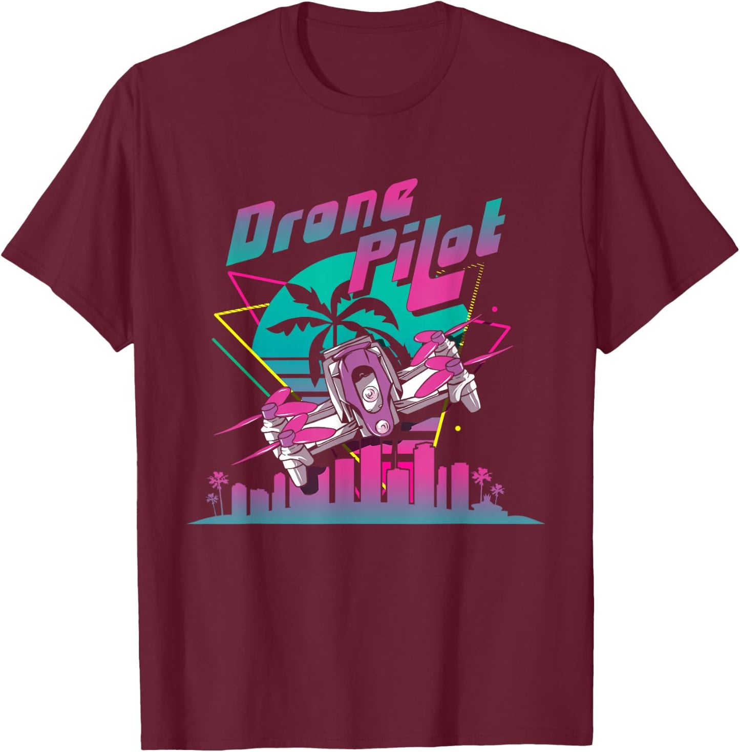 Retro Vintage Funny Drone Pilot T-Shirt - T-Shirt | Maroon