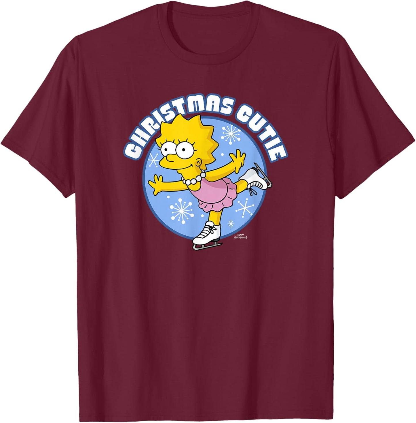 The Simpsons Christmas Lisa Christmas Cutie Ice Princess V2 T-Shirt - T-Shirt | Maroon