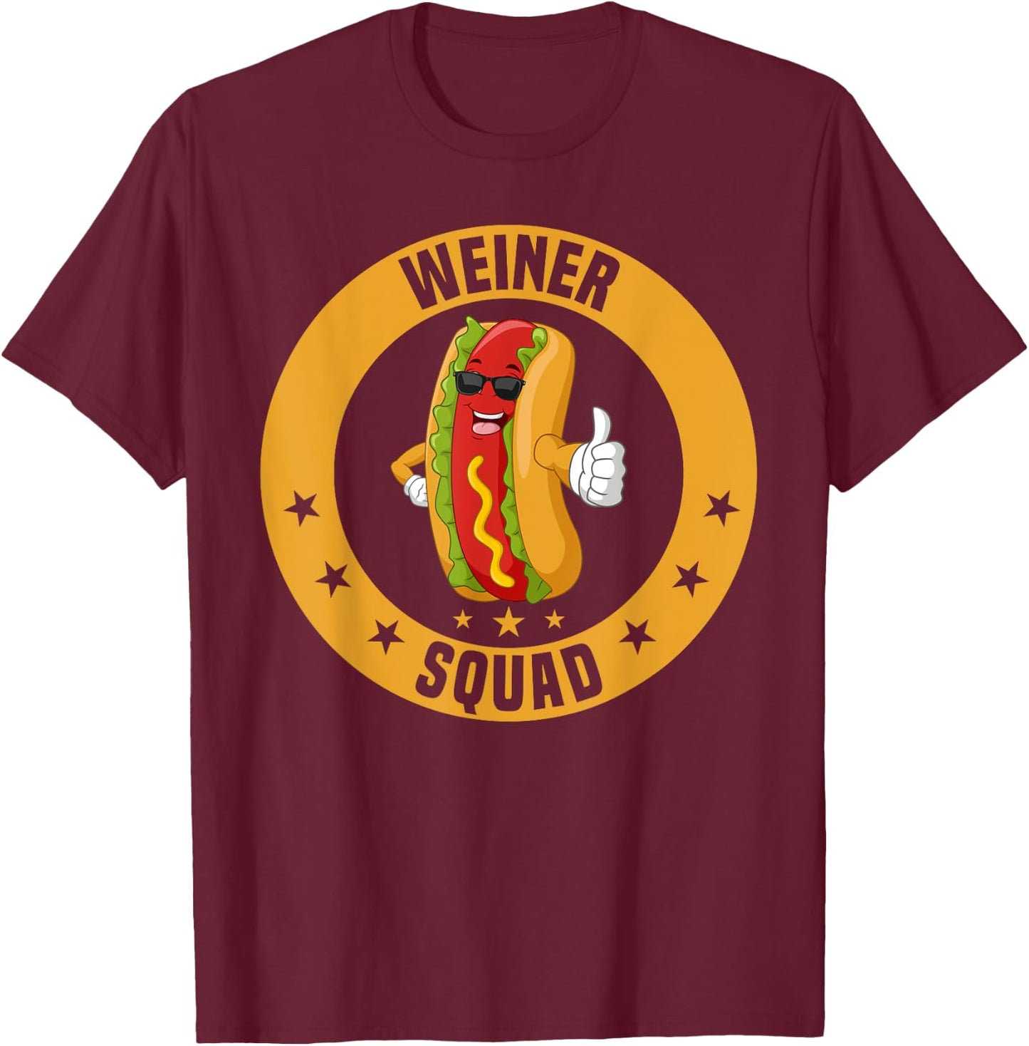 Sausage Weiner Squad Hot Dog Funny T-Shirt - T-Shirt | Maroon