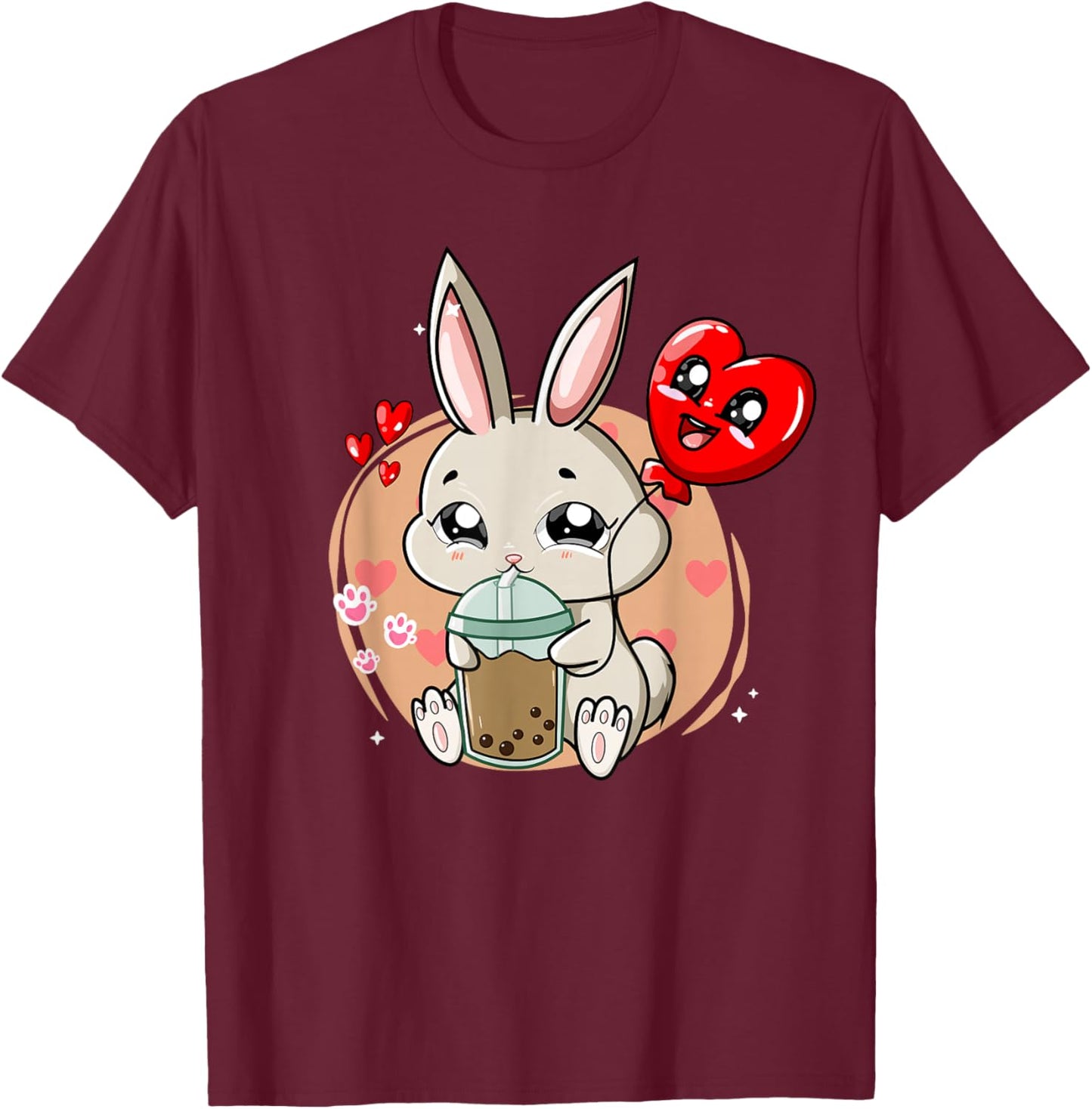 Anime Kawaii Bubble Tea Rabbit Boba Tea Usagi T-Shirt - T-Shirt | Maroon