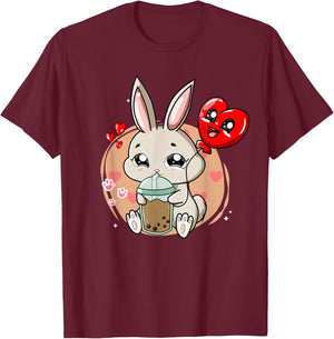 Anime Kawaii Bubble Tea Rabbit Boba Tea Usagi T-Shirt - T-Shirt | Maroon