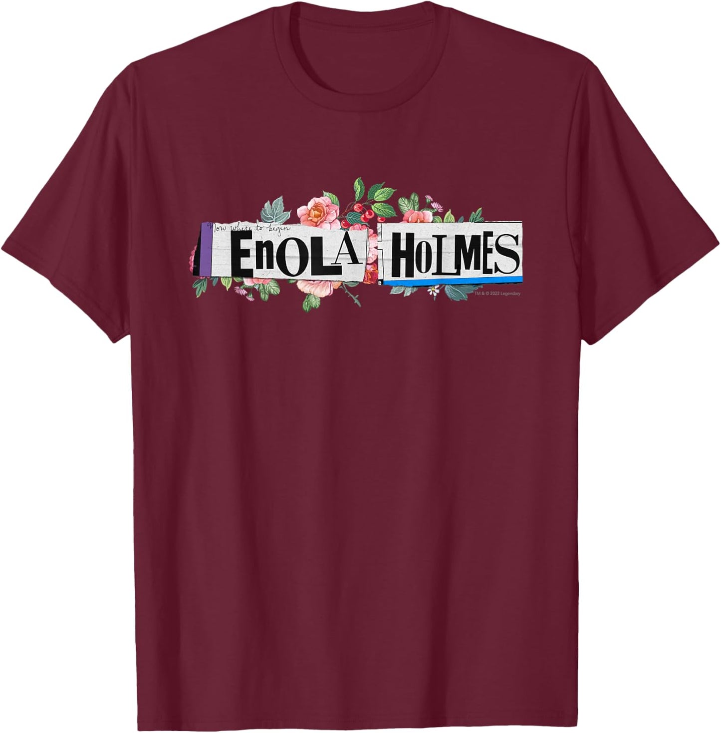 Enola Holmes - Floral Logo T-Shirt - T-Shirt | Maroon