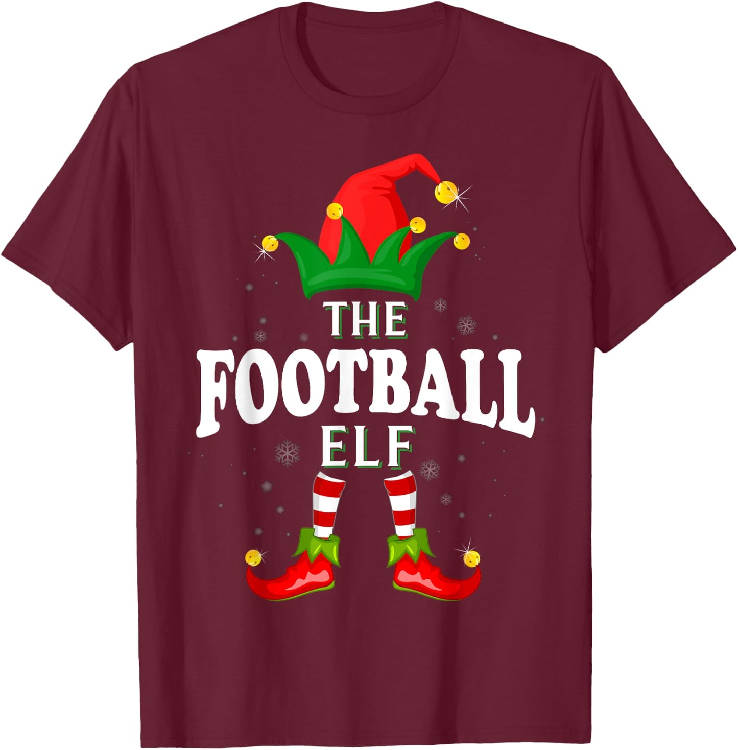 Xmas Football Elf Family Matching Christmas Pajama T-Shirt - T-Shirt | Maroon