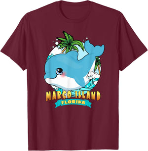 MARCO ISLAND FLORIDA | Cute Baby Dolphin Souvenir T-Shirt - T-Shirt | Maroon