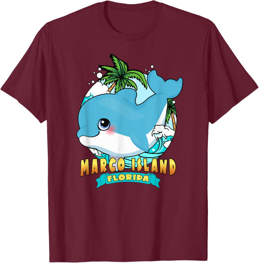 MARCO ISLAND FLORIDA | Cute Baby Dolphin Souvenir T-Shirt - T-Shirt | Maroon