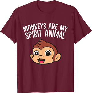 Funny Monkey Lover Monkeys Are My Spirit Animal T-Shirt - T-Shirt | Maroon