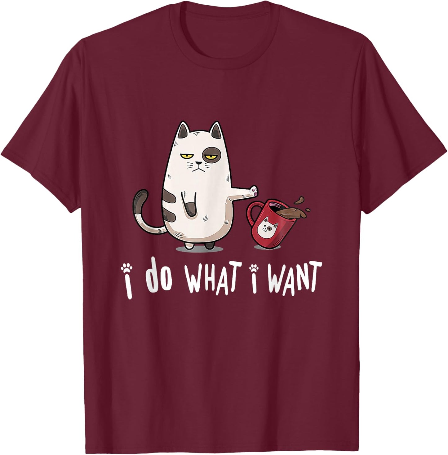 Meow I Do What I Want Vintage Black Cat Red Cup Funny My Cat T-Shirt - T-Shirt | Maroon