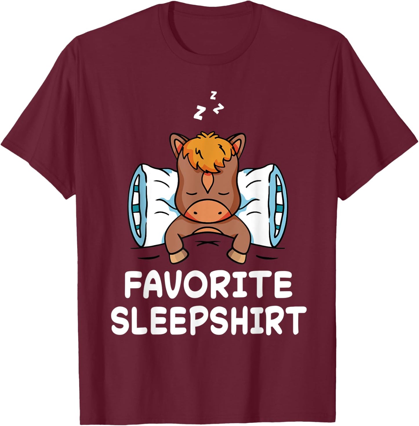 Horse Horses Nap Sleeping Sleep Pajama Pajamas Nightgown T-Shirt - T-Shirt | Maroon