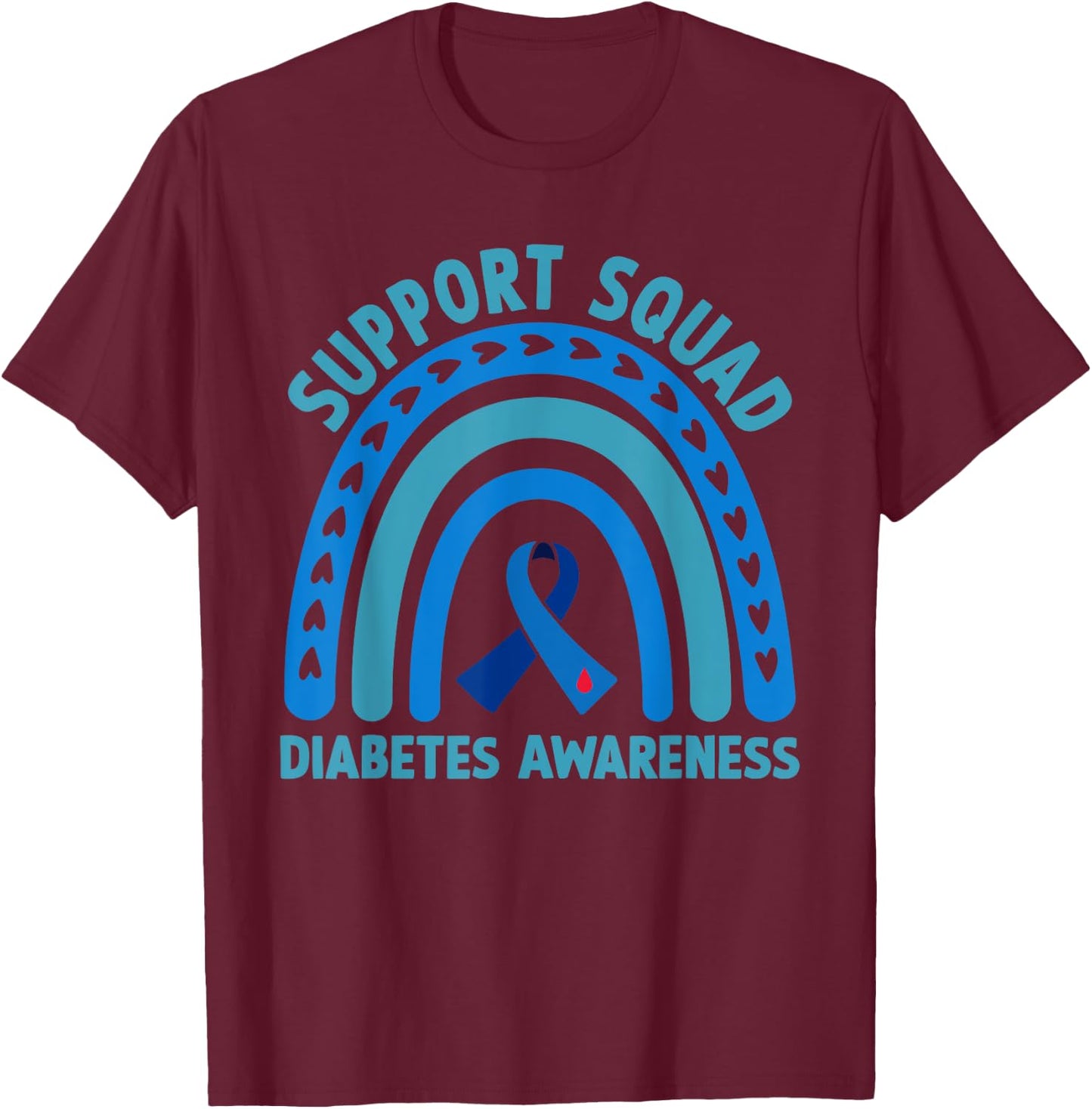 Diabetes Blue Support Squad Diabetes Awareness T-Shirt - T-Shirt | Maroon