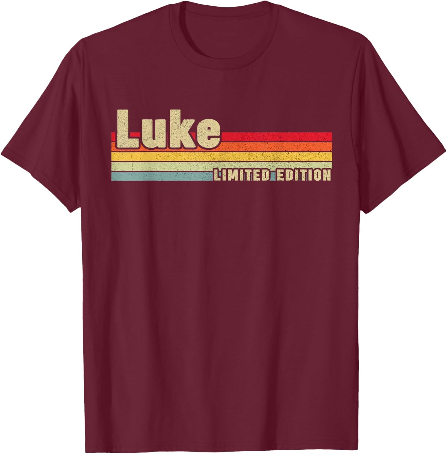 First Names Apparel Kids Luke Name Personalized Birthday Funny Black Letter Print Short Sleeve T-Shirt - T-Shirt | Maroon