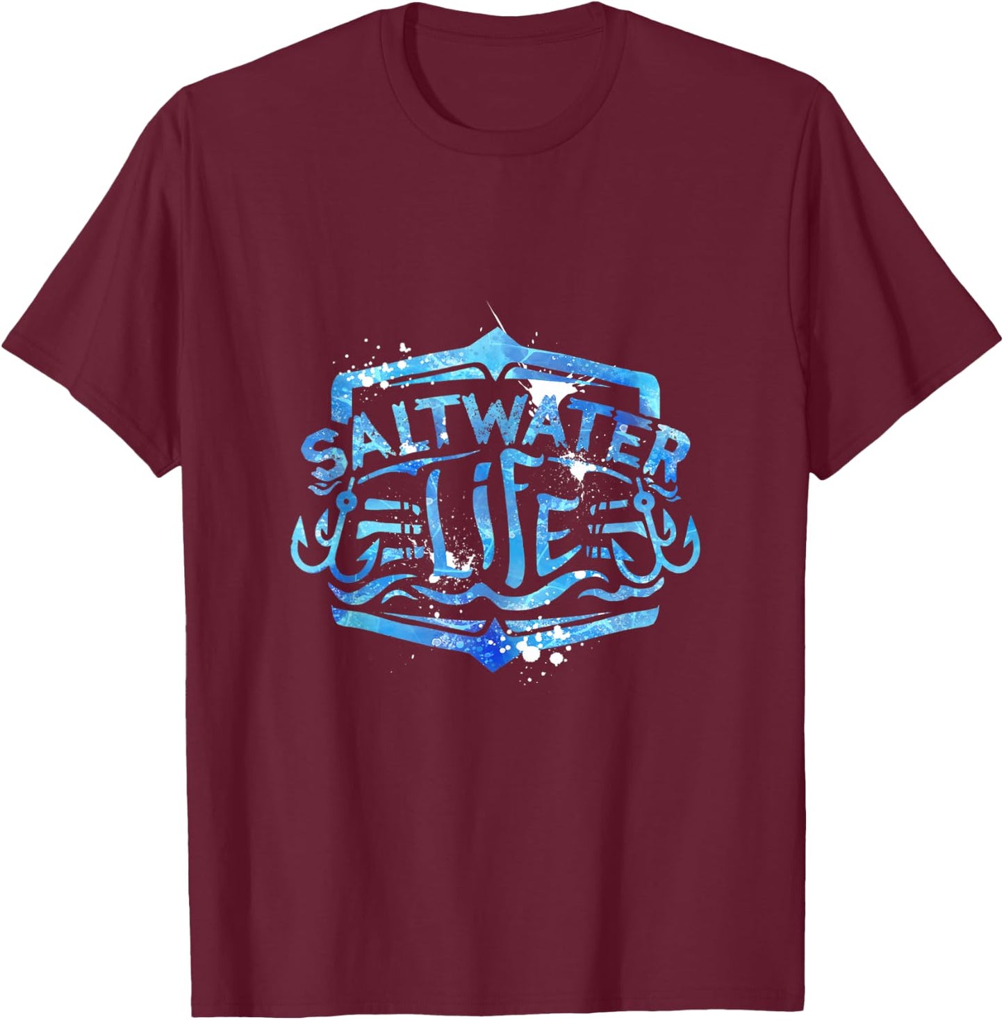 Saltwater Life Fishing T-Shirt - T-Shirt | Maroon