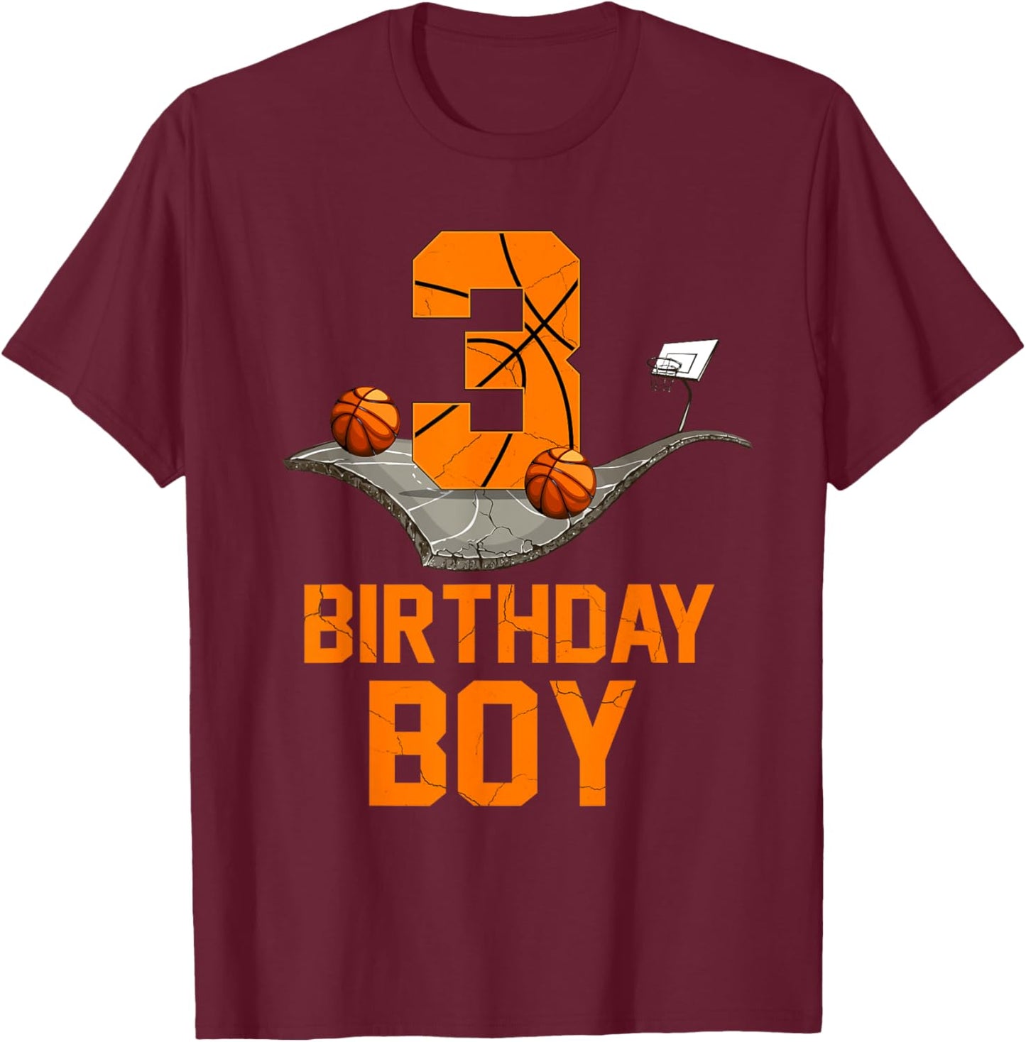 3rd Birthday Basketball Jersey 3 Year Old Boy Born 2020 T-Shirt - T-Shirt | Maroon