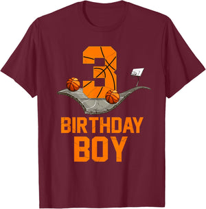 3rd Birthday Basketball Jersey 3 Year Old Boy Born 2020 T-Shirt - T-Shirt | Maroon