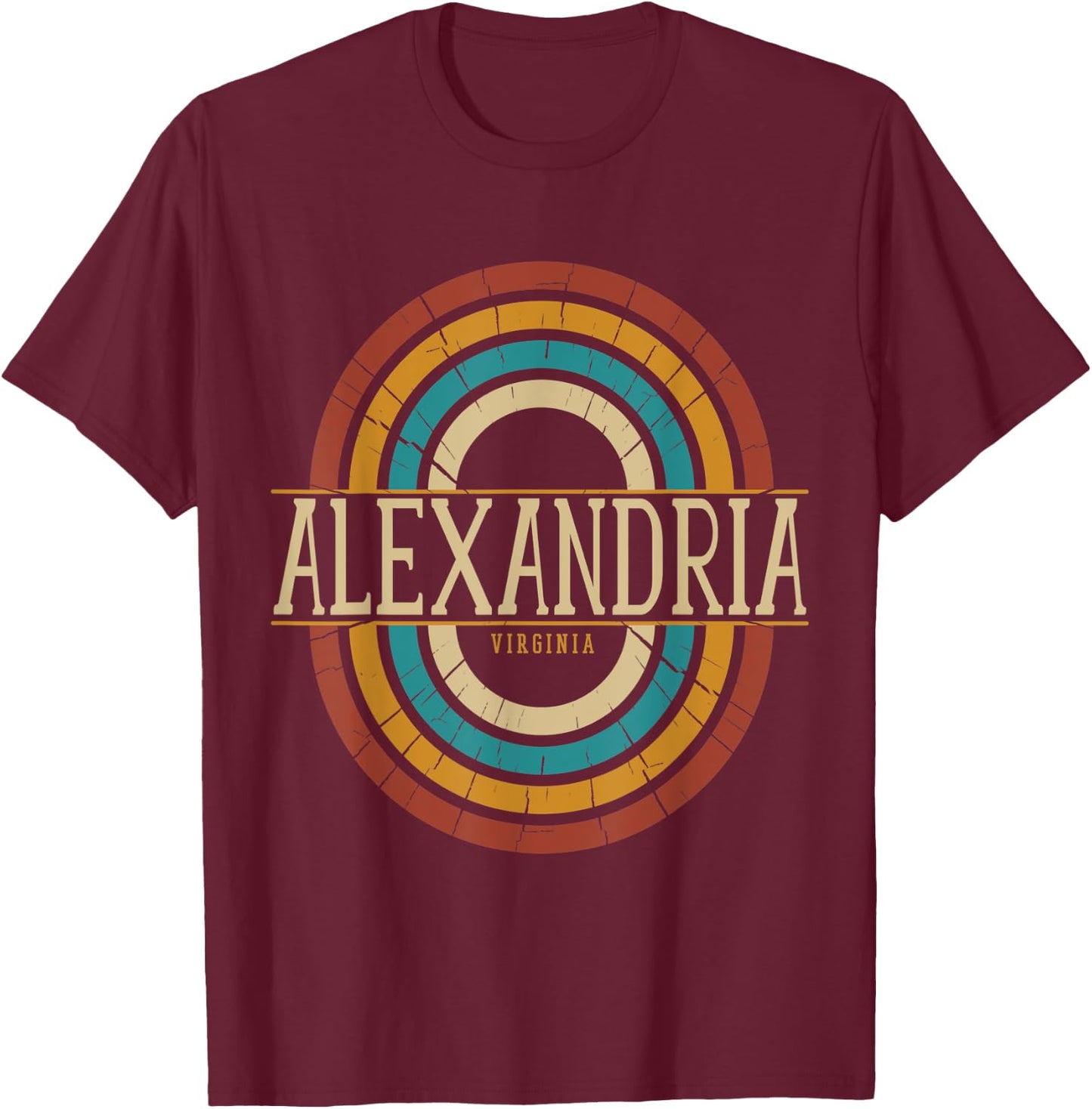 Vintage Retro Alexandria Virginia VA Women Men Souvenirs T-Shirt - T-Shirt | Maroon