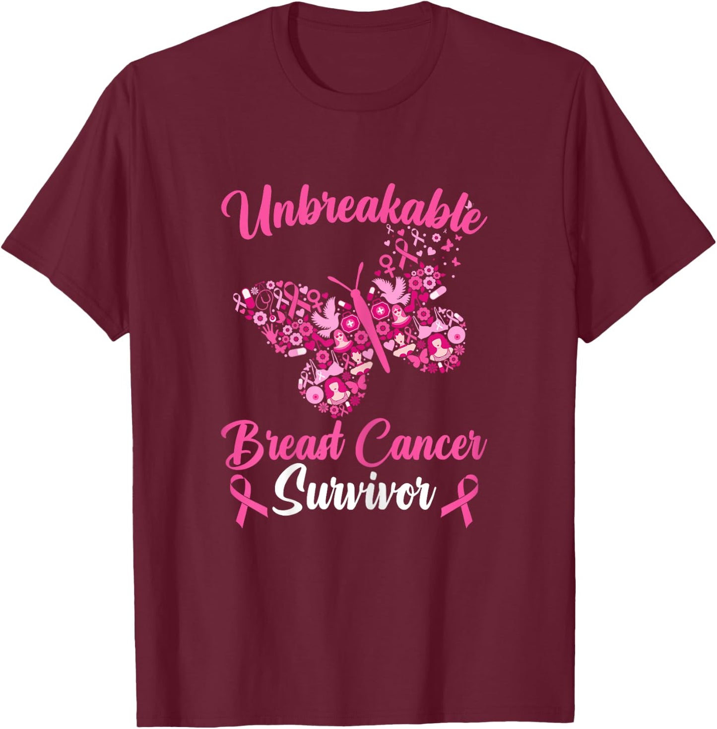Breast Cancer Awareness Breast Cancer Survivor T-Shirt - T-Shirt | Maroon