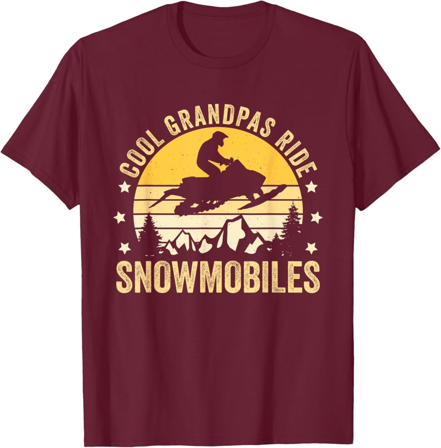 Cool Grandpas Ride Snowmobiles T-Shirt - T-Shirt | Maroon