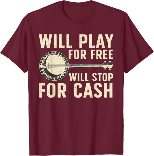 Funny Banjo Art Women Banjo Musical Instrument Lover T-Shirt - T-Shirt | Maroon