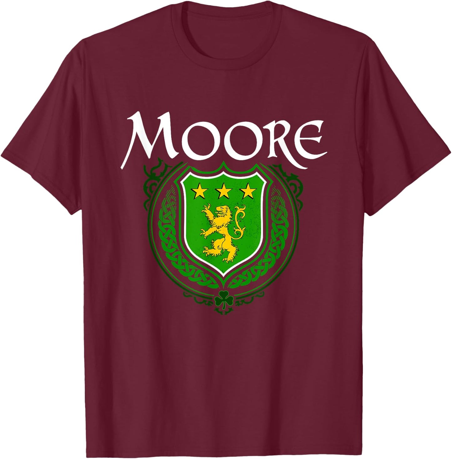 Moore Surname Irish Clan Tartan Badge Ireland T-Shirt - T-Shirt | Maroon