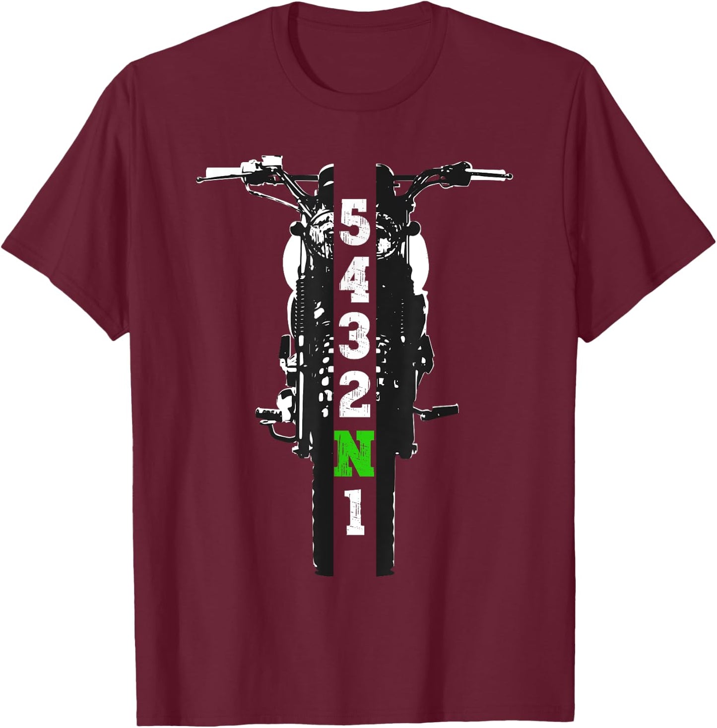Motorcycle Shift Pattern One Down Four Up T-Shirt - T-Shirt | Maroon
