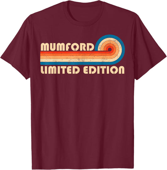 Mumford Surname Retro Vintage 80s 90s Birthday Reunion T-Shirt - T-Shirt | Maroon